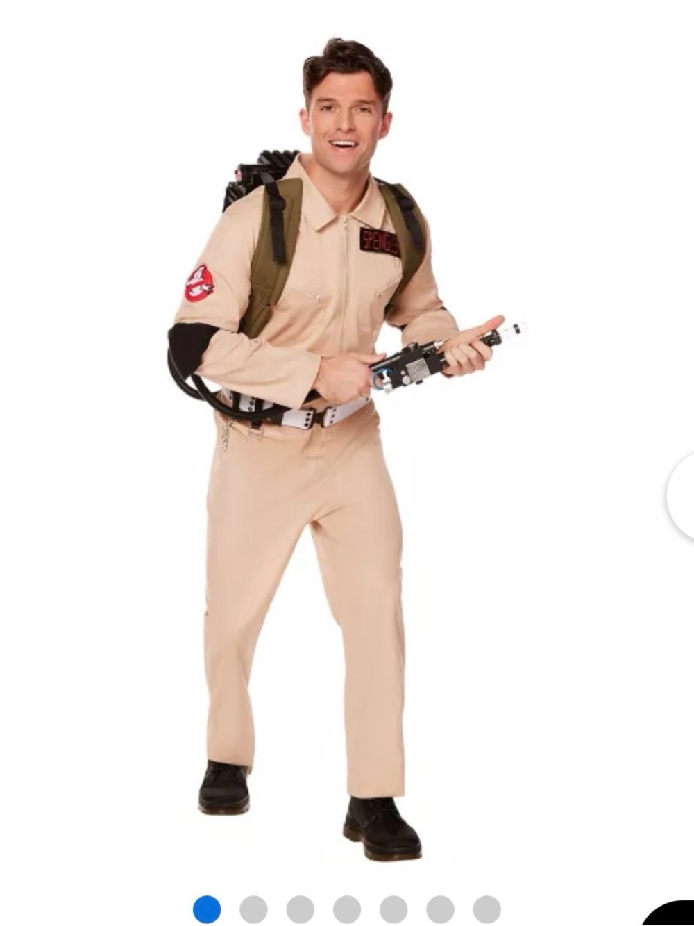 Classic Ghostbuster-Inspired Beige Jumpsuit Costume size med adult